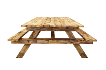 Wooden picnic table isolated on Transparent