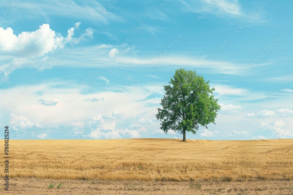 Poster tree in drought concept. climate change and environmental problems. background with selective focus