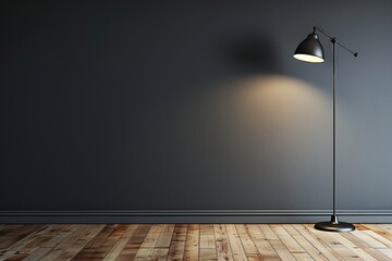 Included floor lamp on grey background