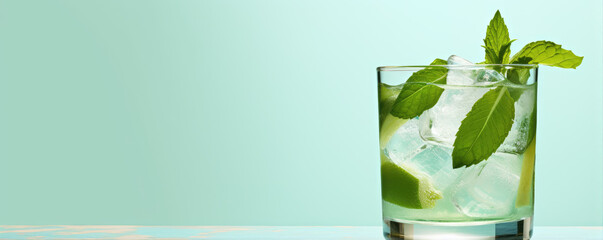 Basil coctail on green background.