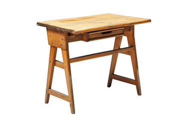 Wooden school desk isolated on Transparent