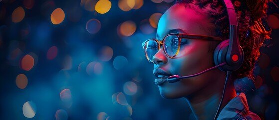 Night Shift Support - Dedicated Helpline Professional. Concept Customer Assistance, Technical Support, Service Helpline, Night Shift, Dedicated Professionals - obrazy, fototapety, plakaty