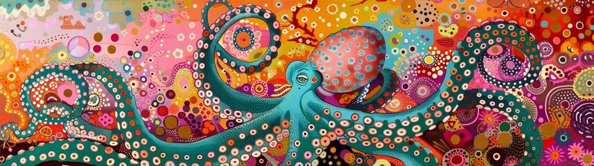 octopus neotraditional  celebration as painted