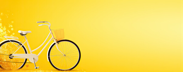Retro bicycle  on yellow background.