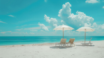 Obraz premium umbrella on the beach with blue sky