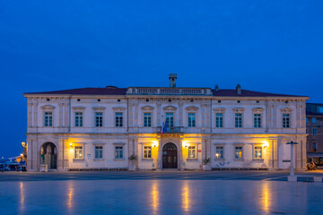 Sunrise at Plaza Tartini in Slovenian town Piran