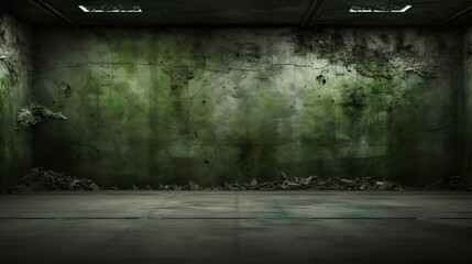 This stark image captures a room falling apart with crumbling walls and a withered, overgrown atmosphere