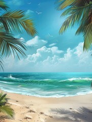 Realistic summer background, Poster design, realistic, HD, copy space - generative ai