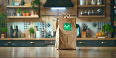 paper bag with groceries delivered - Powered by Adobe