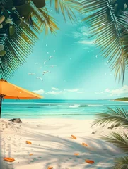Keuken spatwand met foto Realistic summer background, Poster design, realistic, HD, copy space - generative ai © Nia™