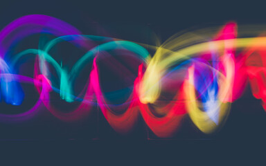 Abstract colorful irregular lines background. Long exposure. Light painting photography