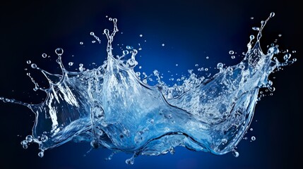 Intense image of water splash showcasing the beauty of a liquid in motion, highlighted against a deep blue background - Powered by Adobe