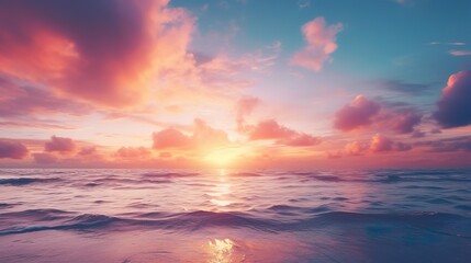 Fototapeta premium Stunning vivid skies and waves capturing the warmth and beauty of a scenic ocean sunset