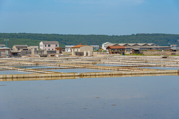 Industrial facilities at the Secovje Saltpans Nature Park in Slovenia