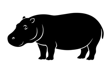 hippopotamus silhouette vector art illustration