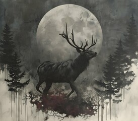 Portrait of deer animal for atmospheric as gothic 