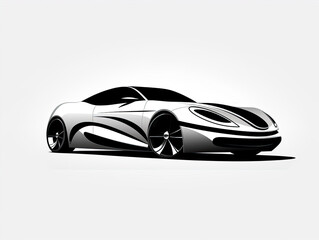 Logo car designed in black white color
