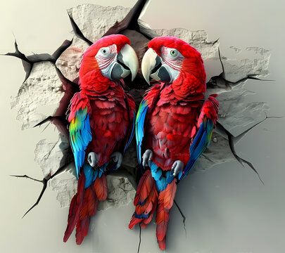 3D Break Through Parrots Tumbler Wrap Generated by AI