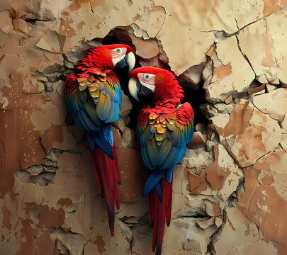 3D Break Through Parrots Tumbler Wrap Generated by AI