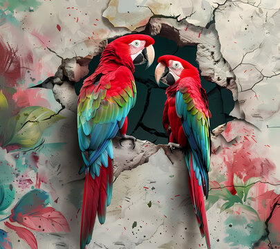 3D Break Through Parrots Tumbler Wrap Generated by AI