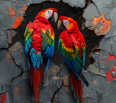 3D Break Through Parrots Tumbler Wrap Generated by AI