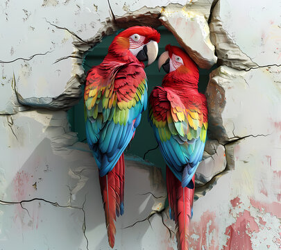 3D Break Through Parrots Tumbler Wrap Generated by AI