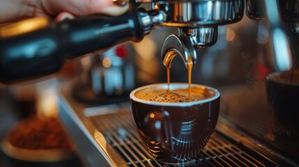 Pouring Liquid Into a Cup of Coffee - obrazy, fototapety, plakaty