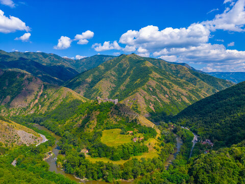 Panorama view of Maglic fortress in Serbia
