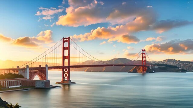 Time-lapse of the Golden Gate Bridge at sunset