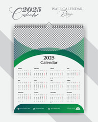 Creative business calendar design template 2025, Monthly modern wall calendar design 2025, Size 16/20, with space for your image. wall calendar, cover template vector, advertisement creative.
