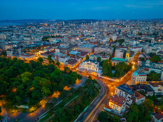Fototapeta na wymiar Sunset aerial view of the old town of Belgrade, Serbia