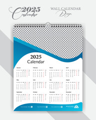 Single page calendar design, 2025 wall calendar design, Size 16/20 ,wall calendar, cover template vector, advertisement creative.