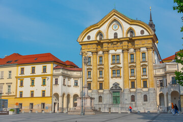 Fototapeta na wymiar Kongresni trg square in Ljubljana, Slovenia