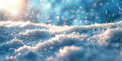 Close Up of Snow Covering the Ground - obrazy, fototapety, plakaty