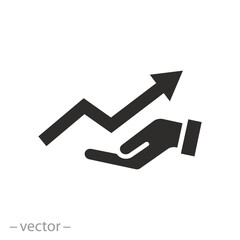 increased motivation icon, graph growth improvement, raise success marketing, flat symbol on white background - editable stroke vector illustration