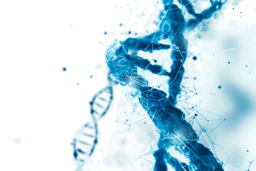 Digital illustration DNA structure in colour background