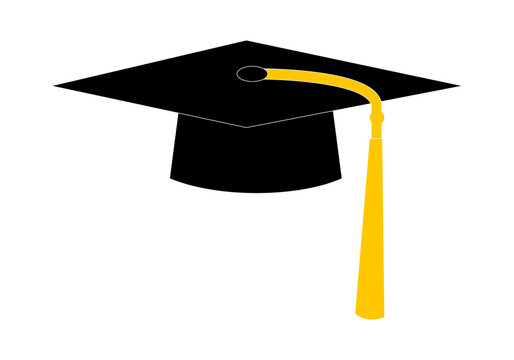 Birrete de univertario o graduado en negro y amarillo