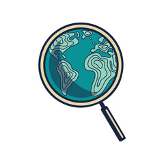 the earth is blue and green in a magnifying glass