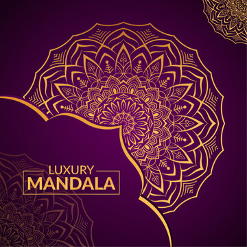 Luxury mandala background with floral ornament pattern, mandala design, Hand drawn gold mandala design. Vector mandala template for decoration invitation 