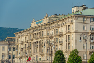 Facades of historical houses in Italian city Trieste
