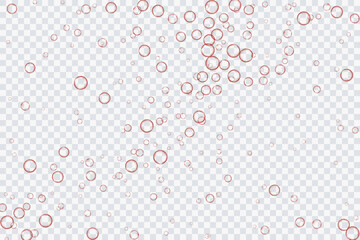 Red air bubbles, oxygen, champagne crystal clear, isolated on a transparent background of modern design. Vector illustration of EPS 10.