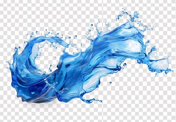 a blue water splashing on a transparent background