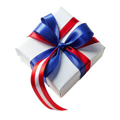 A patriotic gift box bow on transparent background.