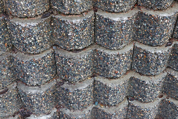 A concrete retaining wall