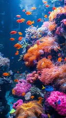Fototapeta na wymiar Vibrant Coral Reef Teeming With Colorful Corals and Fish