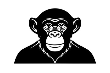 chimpanzee silhouette vector art illustration
