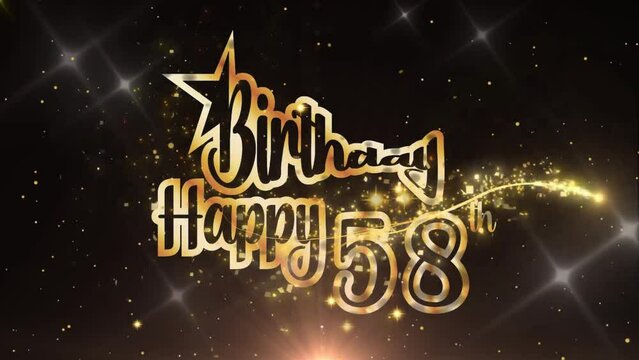 Invitation Gold Color Creative Logo Videos, Celebration of 58 Years Birthday Day
