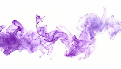 Fototapeta premium A purple smoke cloud on white background, Awesome abstract background. Drops of purple ink in water. Purple watercolor ink in water on a white background. Colored acrylic paints in water.