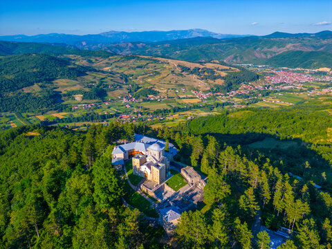 Djurdjevi Stupovi monastery in Serbia during a sunny day