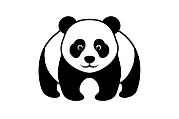 panda silhouette vector art illustration
